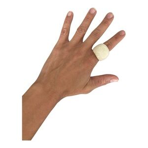 Chunky Cream Ceramic Dome Ring Size 10 - Statement Cocktail Ring